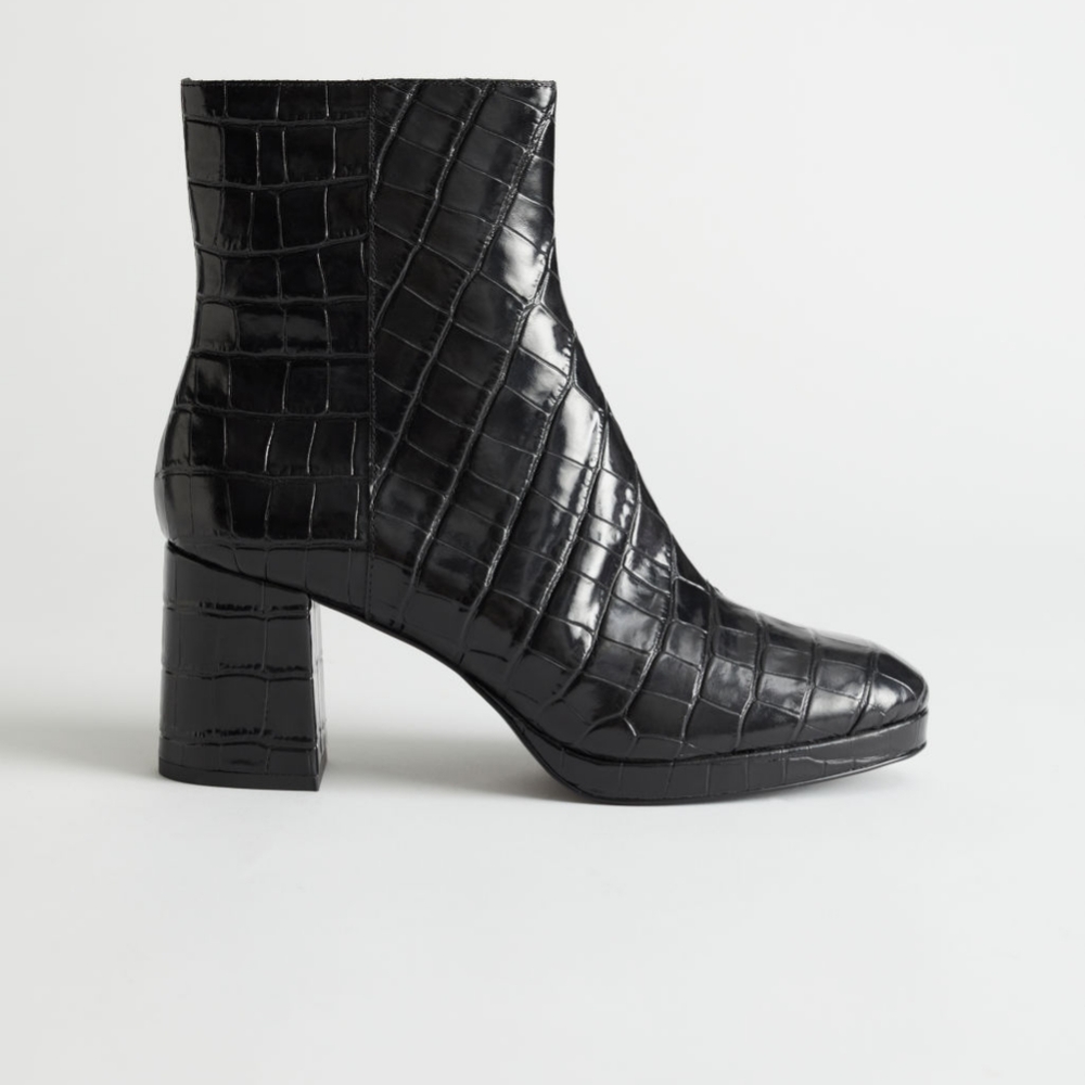 & Other Stories Croc Leather Boots